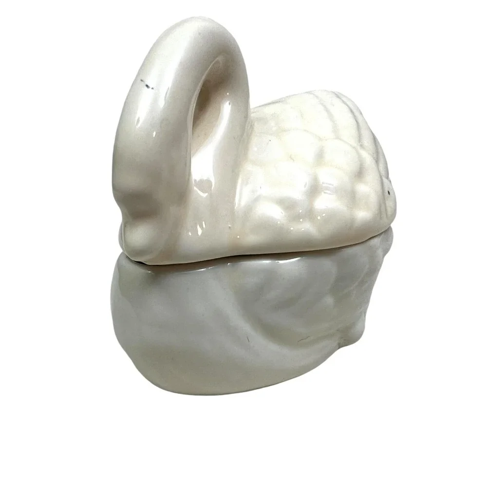 Vintage Loomco Swan Ceramic Porcelain Trinket Figurine 3 in High